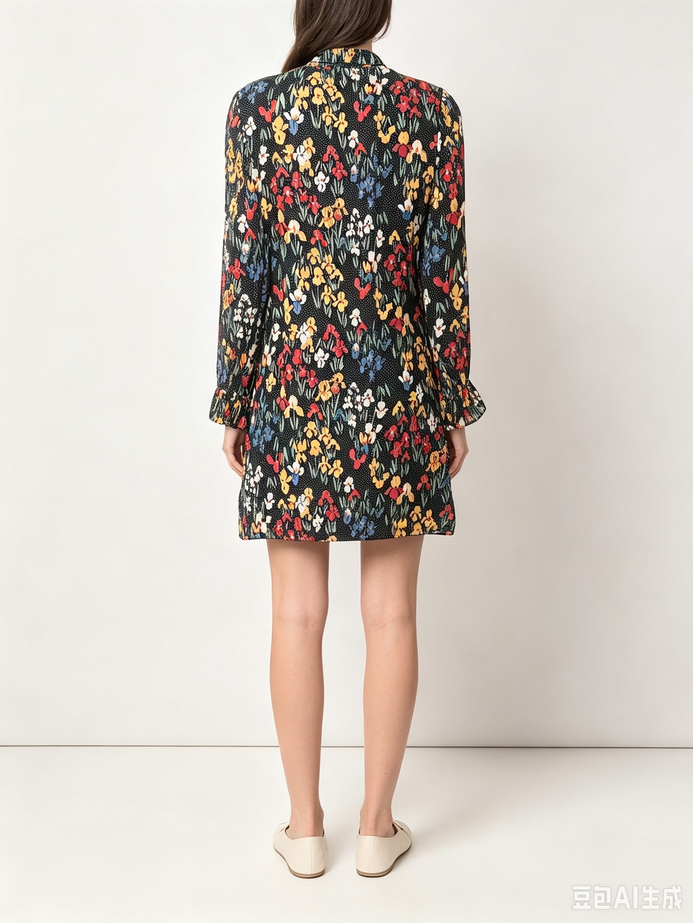 Tory Burch  Floral Tie-Neck Long Sleeve Dress - Picture 5 of 9